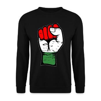 Poing du drapeau de la Hongrie utilisé - Sweat-shirt Unisexe - noir - Devant - Alina (178cm) & Michal (187cm)