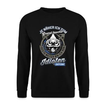 Taucher Tauchen Tauchlehrer Schnorcheln Idioten - Unisex Pullover - Schwarz - Vorne - Alina (178cm) & Michal (187cm)