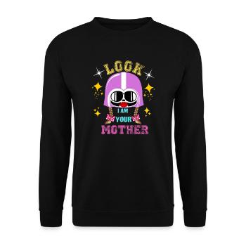 Lustige Mütter Tag Party Outfit Idee für Frauen - Unisex Pullover - Schwarz - Vorne - Alina (178cm) & Michal (187cm)