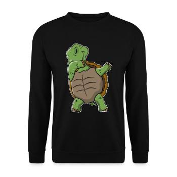 Dabbing Turtle - Unisex Sweatshirt - black - Front - Alina (178cm) & Michal (187cm)