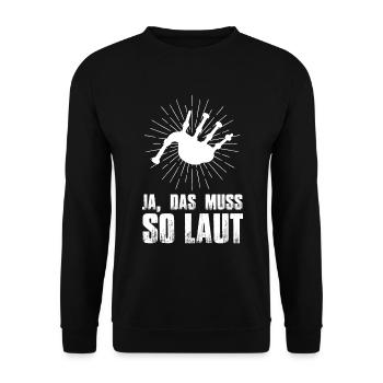 Ja, das muss so laut Dudelsack Bagpipe Schottland - Unisex Pullover - Schwarz - Vorne - Alina (178cm) & Michal (187cm)