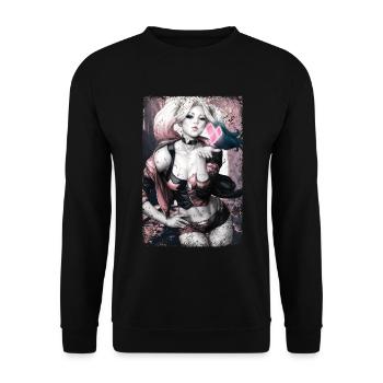 Harley Quinn Comic - Unisex Pullover - Schwarz - Vorne - Alina (178cm) & Michal (187cm)