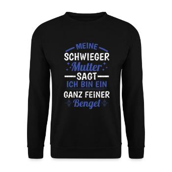 Schwiegermutter Traum Schwiegersohn - Unisex Pullover - Schwarz - Vorne - Alina (178cm) & Michal (187cm)