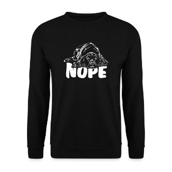 KLEINER MÜNSTERLÄNDER Nope Hundespruch Hunde - Unisex Pullover - Schwarz - Vorne - Alina (178cm) & Michal (187cm)