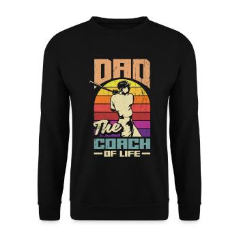 Dad The Coch Of Life Fathers Day Baseball - Unisex Pullover - Schwarz - Vorne - Alina (178cm) & Michal (187cm)