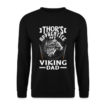 Thor's Apprentice My Viking Dad Father's Day - Unisex Pullover - Schwarz - Vorne - Alina (178cm) & Michal (187cm)