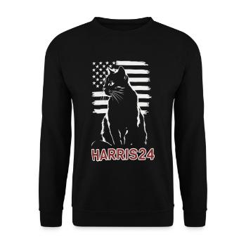 Kamala Harris 24 Cat Lady Supporter - Unisex Pullover - Schwarz - Vorne - Alina (178cm) & Michal (187cm)