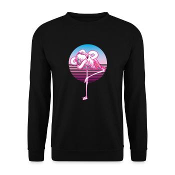 Weird Flamingo - Retro Wave, Neon, 80ies - Unisex Sweatshirt - black - Front - Alina (178cm) & Michal (187cm)