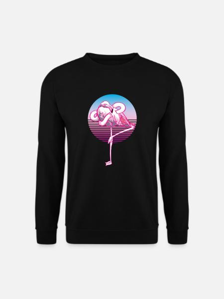 Weird Flamingo - Retro Wave, Neon, 80ies - Unisex Pullover - Schwarz