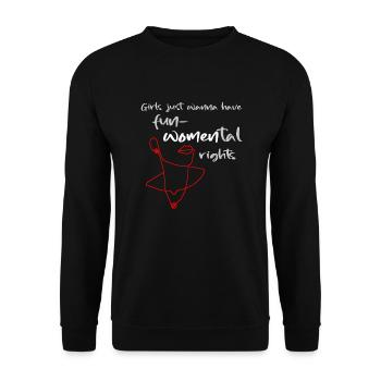 Girls just wanna have fundamental rights fun WOMEN - Unisex Pullover - Schwarz - Vorne - Alina (178cm) & Michal (187cm)
