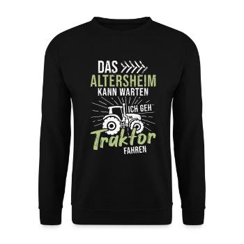 Landwirt Rentner Traktor Opa Bauernhof Rente - Unisex Pullover - Schwarz - Vorne - Alina (178cm) & Michal (187cm)