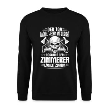 Zimmerer Zimmermann Zimmerei Geschenk Geschenkidee - Unisex Pullover - Schwarz - Vorne - Alina (178cm) & Michal (187cm)