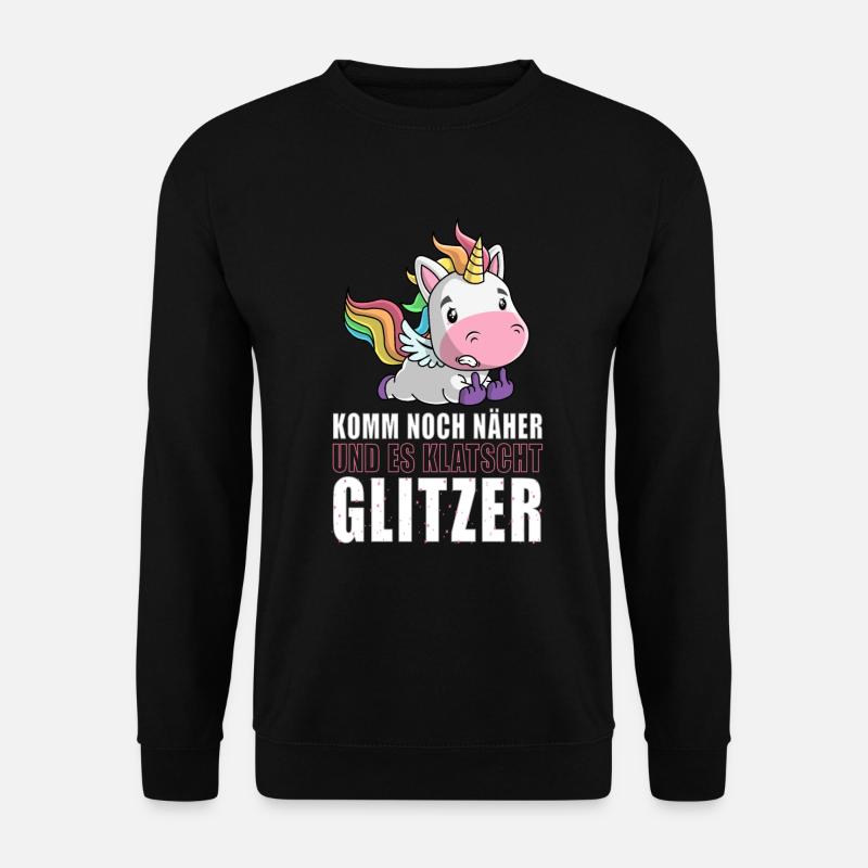 Noch näher es klatscht Glitzer Einhorn Geschenk - Unisex Pullover - Schwarz