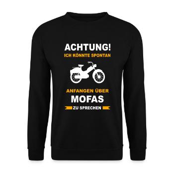 Mofa Moped Mofafahrer Mopedfahrer Mopeds Mokick - Unisex Pullover - Schwarz - Vorne - Alina (178cm) & Michal (187cm)