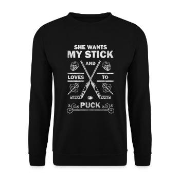 Eishockey Schlittschuhe Trainer Wintersport - Unisex Pullover - Schwarz - Vorne - Alina (178cm) & Michal (187cm)