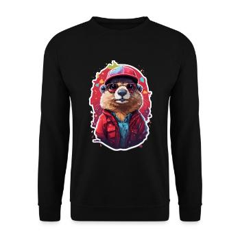 Marmottes Rongeurs Cool Lunettes de soleil et casquette - Sweat-shirt Unisexe - noir - Devant - Alina (178cm) & Michal (187cm)