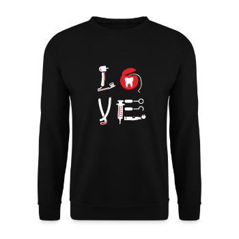 Dental Assistant Sprüche Zahnarzt Sprüche Geschenk - Unisex Pullover - Schwarz - Vorne - Alina (178cm) & Michal (187cm)