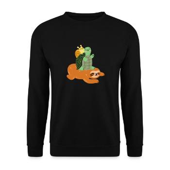 Funny turtle sloth snail - gift - Unisex Sweatshirt - black - Front - Alina (178cm) & Michal (187cm)