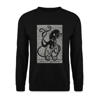Vintage Kraken Tarot Card - Octopus Devil 666 - Unisex Sweatshirt - black - Front - Alina (178cm) & Michal (187cm)