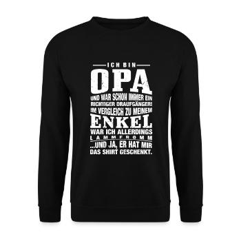 Opa vs. Enkel - Unisex Pullover - Schwarz - Vorne - Alina (178cm) & Michal (187cm)