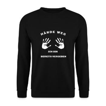 Hände weg ich bin bereits - Unisex Pullover - Schwarz - Vorne - Alina (178cm) & Michal (187cm)