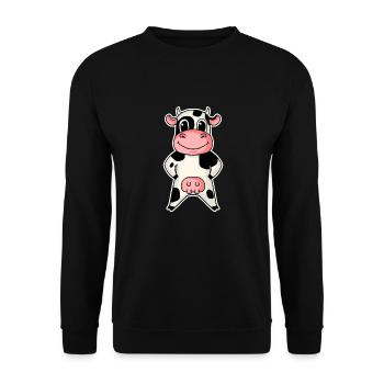 Kuh Bauer Landwirtschaft Illustration - Unisex Pullover - Schwarz - Vorne - Alina (178cm) & Michal (187cm)