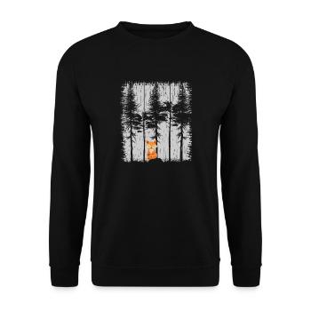 Fox in the Forest Retro Pattern Vintage Tree Forest Funny - Unisex Sweatshirt - black - Front - Alina (178cm) & Michal (187cm)