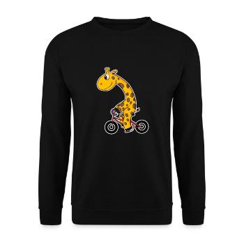 Giraffe on bike - Unisex Sweatshirt - black - Front - Alina (178cm) & Michal (187cm)