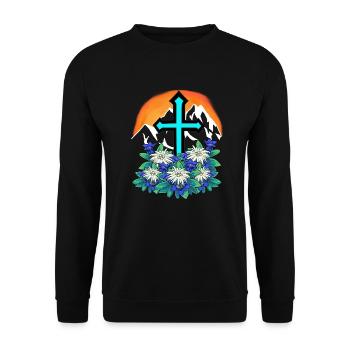 Alpes Montagnes Montagnes Pic Sports de montagne Rock Cross - Sweat-shirt Unisexe - noir - Devant - Alina (178cm) & Michal (187cm)