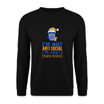 Eule Faul - Unisex Pullover - Schwarz - Vorne - Alina (178cm) & Michal (187cm)