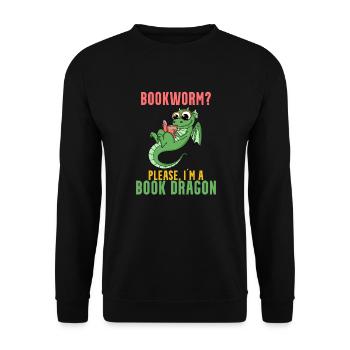 Bücher Drache Geschenk - Unisex Pullover - Schwarz - Vorne - Alina (178cm) & Michal (187cm)