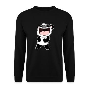 Süßer lachender Panda Bär - Unisex Pullover - Schwarz - Vorne - Alina (178cm) & Michal (187cm)