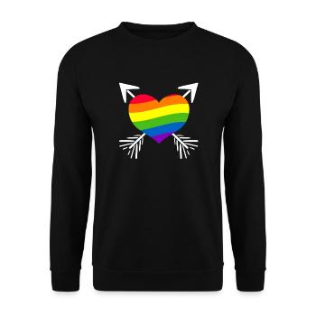 Regenbogen Herz Pfeil - Unisex Pullover - Schwarz - Vorne - Alina (178cm) & Michal (187cm)