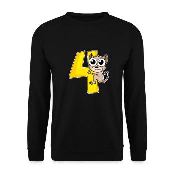 4 Jahre - Tarsier Koboldmaki - 4. Geburtstag - Unisex Pullover - Schwarz - Vorne - Alina (178cm) & Michal (187cm)