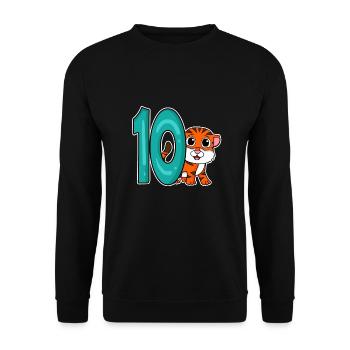10 Jahre alt - 10. Geburtstag - Kindergeburtstag - Unisex Pullover - Schwarz - Vorne - Alina (178cm) & Michal (187cm)
