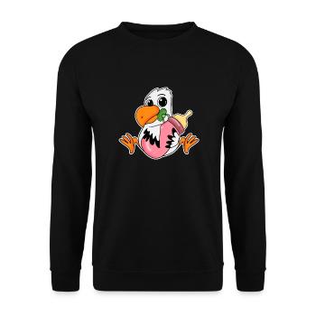 Baby Möwe - Unisex Pullover - Schwarz - Vorne - Alina (178cm) & Michal (187cm)