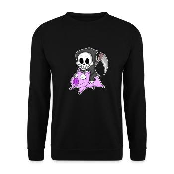 Faucheuse et Cochon - Sweat-shirt Unisexe - noir - Devant - Alina (178cm) & Michal (187cm)