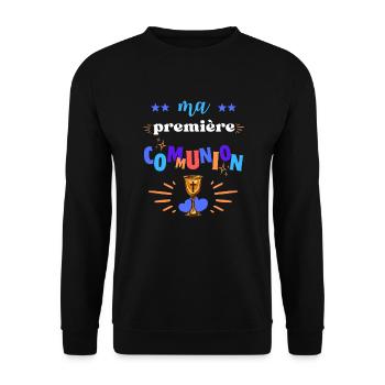 Ma Premiere Communion Garçon - Sweat-shirt Unisexe - noir - Devant - Alina (178cm) & Michal (187cm)