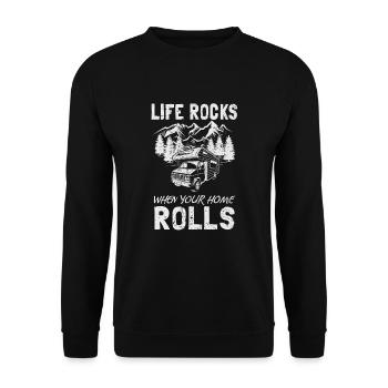 Motorhome Camper Van Camping Vacation Gift - Unisex Sweatshirt - black - Front - Alina (178cm) & Michal (187cm)