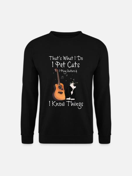 That's What I Do Katzen Liebhaber Gitarren Spruch - Unisex Pullover - Schwarz