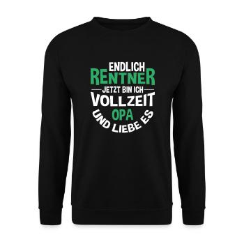Geschenk für Opa | Jetzt bin ich Vollzeit Opa - Unisex Pullover - Schwarz - Vorne - Alina (178cm) & Michal (187cm)
