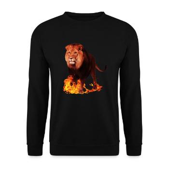 Animal sauvage lion en feu - Sweat-shirt Unisexe - noir - Devant - Alina (178cm) & Michal (187cm)
