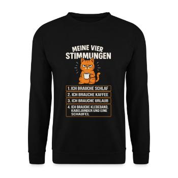 Mes Quatre Humeurs Drôle de Chat - Sweat-shirt Unisexe - noir - Devant - Alina (178cm) & Michal (187cm)
