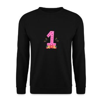 One year old | 1st birthday | First birthday - Unisex Sweatshirt - black - Front - Alina (178cm) & Michal (187cm)
