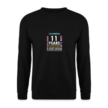 11e anniversaire | 11 ans Félicitations - Sweat-shirt Unisexe - noir - Devant - Alina (178cm) & Michal (187cm)