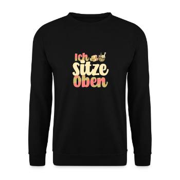 Sauna ich sitze oben - Unisex Pullover - Schwarz - Vorne - Alina (178cm) & Michal (187cm)