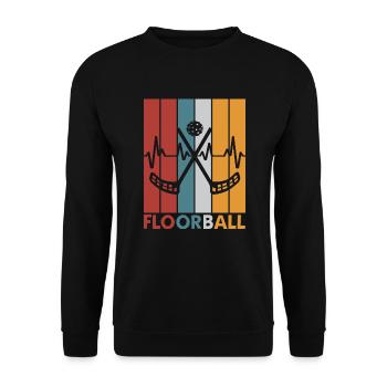 Floorball Unihockey Hockey Herzschlag Pulsschlag - Unisex Pullover - Schwarz - Vorne - Alina (178cm) & Michal (187cm)
