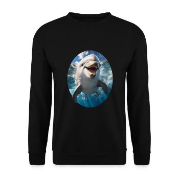 Delfin - Unisex Pullover - Schwarz - Vorne - Alina (178cm) & Michal (187cm)