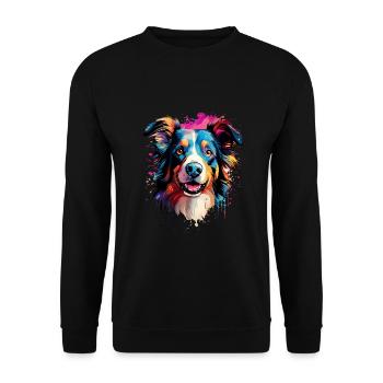 Border Collie Colorful - Unisex Pullover - Schwarz - Vorne - Alina (178cm) & Michal (187cm)