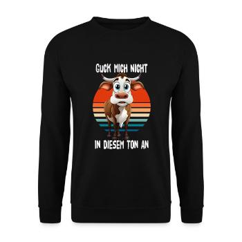 Don't look at me in this tone Cow - Unisex Sweatshirt - black - Front - Alina (178cm) & Michal (187cm)